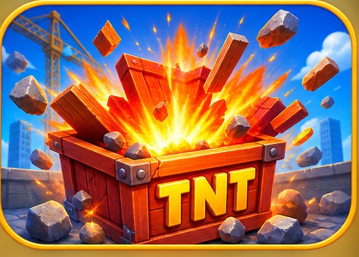 Explodierende TNT-Kiste auf einer Baustelle in Tower Dash